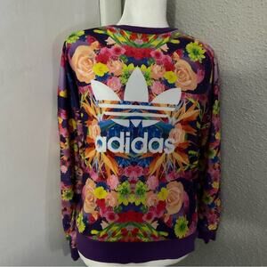 Adidas Limited Edition Girls Floral Trefoil Sweatshirt 13-14 Y Athleisure Prints